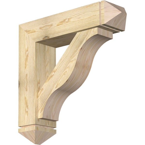 Ekena Millwork Funston Arts and Crafts Rough Sawn Bracket w/ Offset Brace, Douglas Fir, 8"W x 32"D x 32"H BKT0806X32X32FST03RDF - main